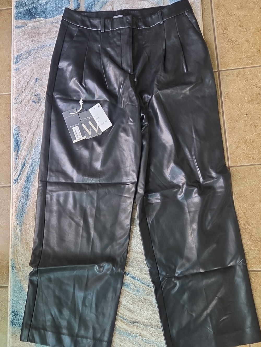 Worthington Black Wide-Leg Faux Leather Pants NWT SIZE 10